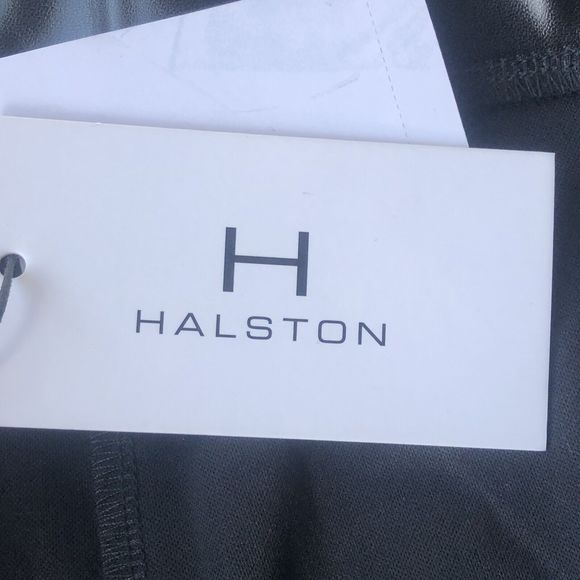 H Halston Womens Black Faux Leather Legging Pull on Ankle Zippers Size Small - Picture 6 of 12
